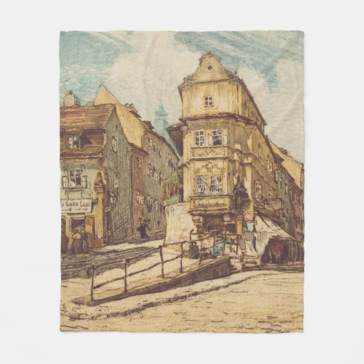 Bratislava door Richard Lux gekleurde ets Fleece Deken (Voorkant)