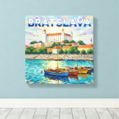 Bratislava Kasteel Waterfront Canvas Kunst (Insitu (Houten vloer))