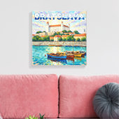 Bratislava Kasteel Waterfront Canvas Kunst (Insitu (Woonkamer))