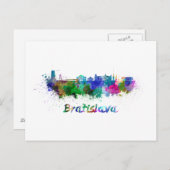 Bratislava skyline in watercolor briefkaart (Voorkant / Achterkant)