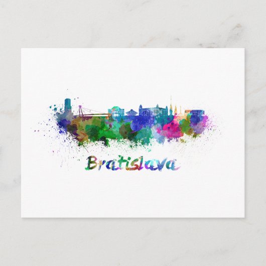 Bratislava skyline in watercolor briefkaart (Voorkant)