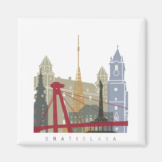 Bratislava skyline poster magneet (Voorkant)