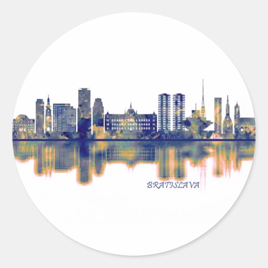 Bratislava Skyline Ronde Sticker (Voorkant)