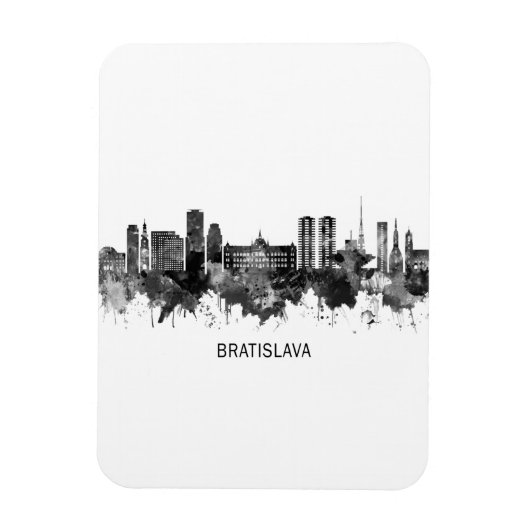 Bratislava Slovakia Skyline BW Magneet (Verticaal)