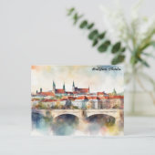 Bratislava Slovakia Watercolor Painting Panorama  Briefkaart (Staand voorkant)
