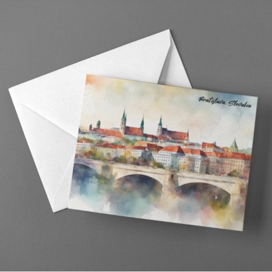 Bratislava Slovakia Watercolor Painting Panorama  Briefkaart