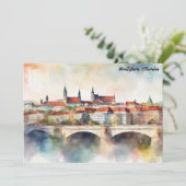 Bratislava Slovakia Watercolor Painting Panorama  Kaart (Staand voorkant)