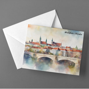 Bratislava Slowakije Aquarel Schilderij Panorama Briefkaart