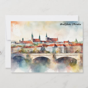 Bratislava Slowakije Aquarel Schilderij Panorama  Kaart