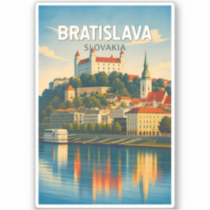 Bratislava Slowakije Illustratie Reis Kunst Retro Sticker