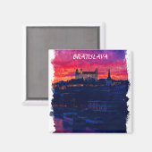 Bratislava Slowakije Nacht Stad Uitzicht Magneet (Voorkant / Achterkant)