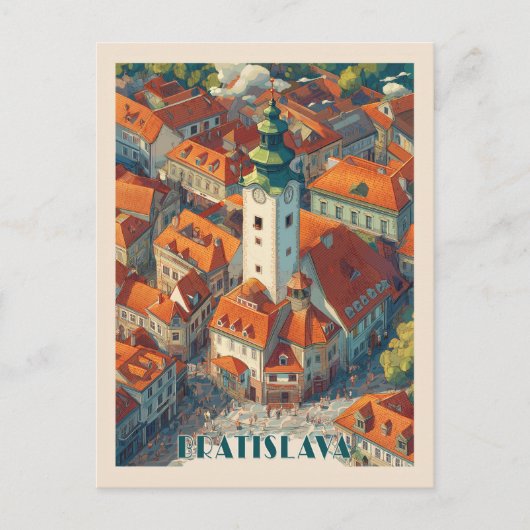  Bratislava Slowakije Reizen, Oude stadstoren Briefkaart (Voorkant)