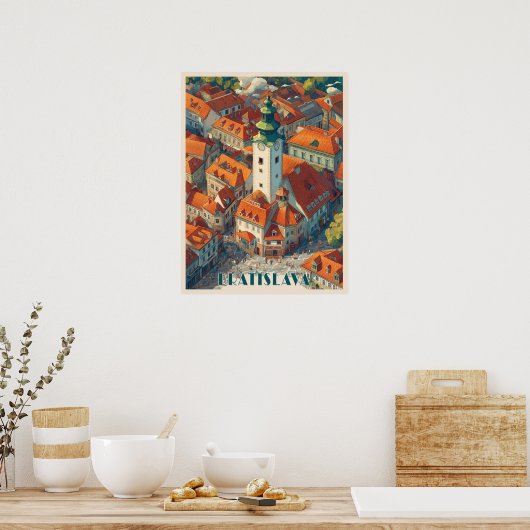  Bratislava Slowakije Reizen, Oude stadstoren Poster (Keuken)