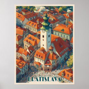  Bratislava Slowakije Reizen, Oude stadstoren Poster