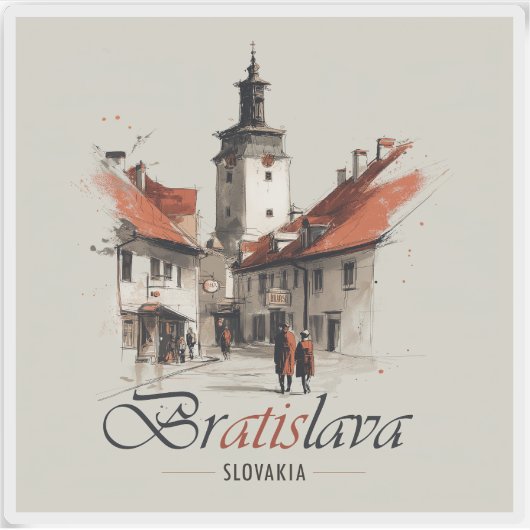  Bratislava Slowakije Reizen, Oude stadstoren Sticker (Voorkant)