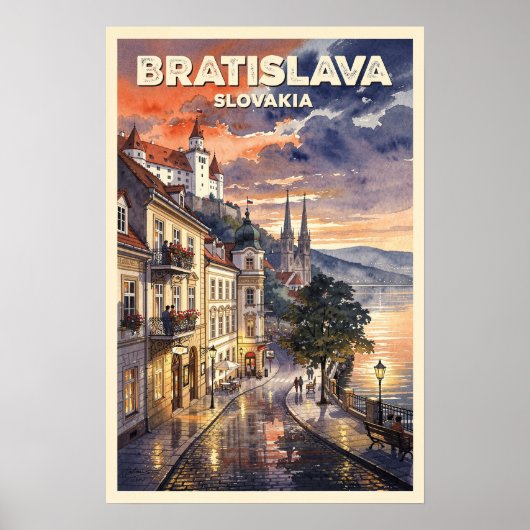 Bratislava Slowakije Retro Reis Poster (Voorkant)