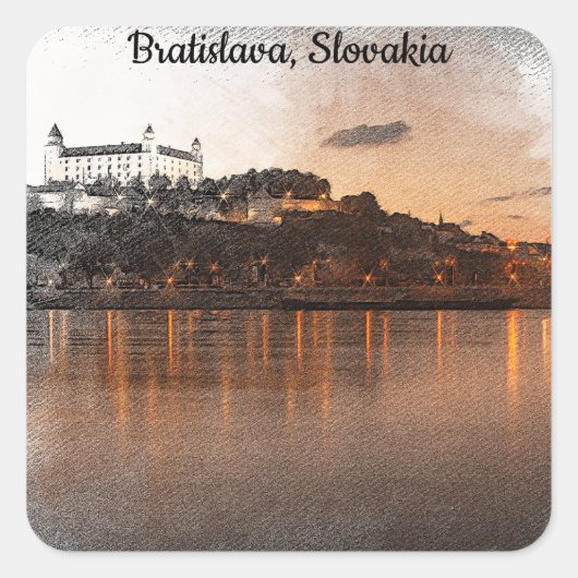 BRATISLAVA, SLOWAKIJE RIVIER DE DONAU VIERKANTE STICKER (Voorkant)
