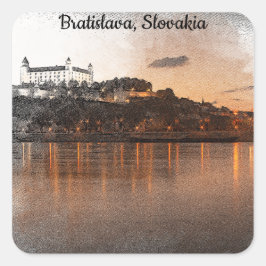 BRATISLAVA, SLOWAKIJE RIVIER DE DONAU VIERKANTE STICKER