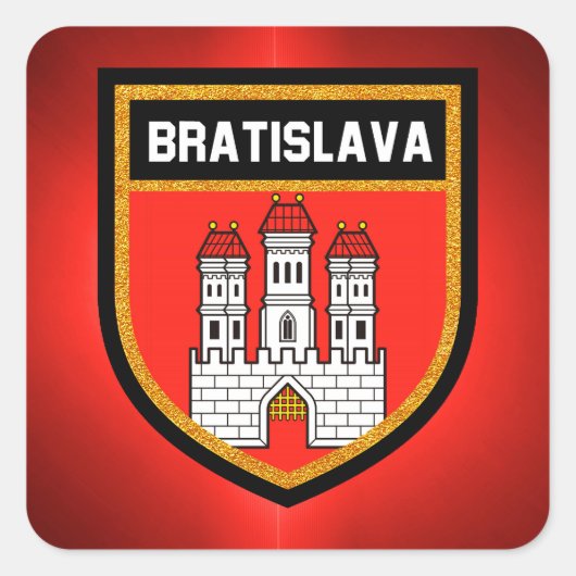 Bratislava vlag vierkante sticker (Voorkant)