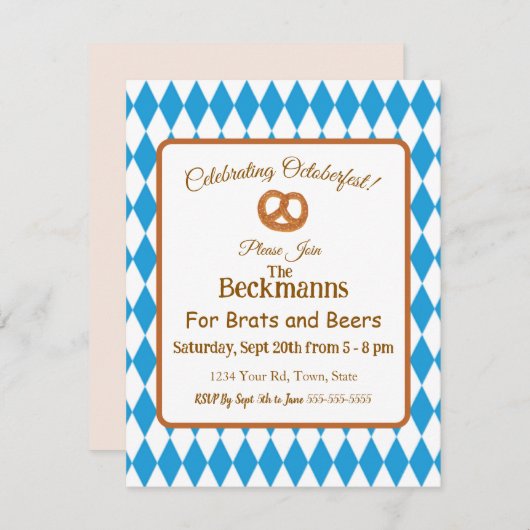 Brats and Beers Octoberfest Uitnodiging 2 (Voorkant / Achterkant)