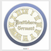 Brattleboro, Vermont Main Street Clock Sticker (Vel)