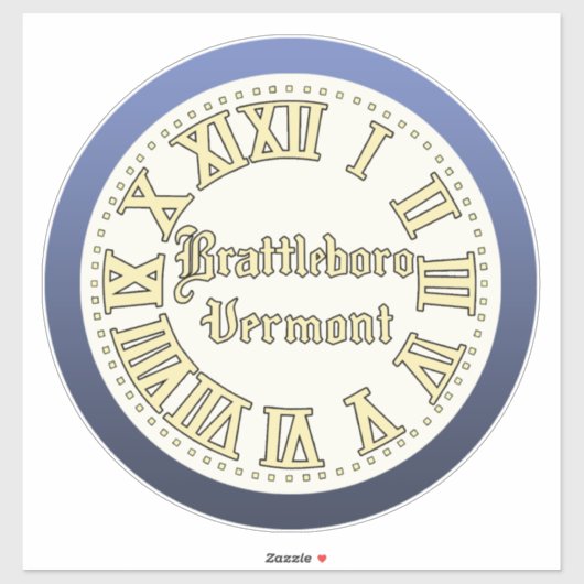 Brattleboro, Vermont Main Street Clock Sticker (Vel)