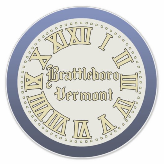 Brattleboro, Vermont Main Street Clock Sticker (Voorkant)