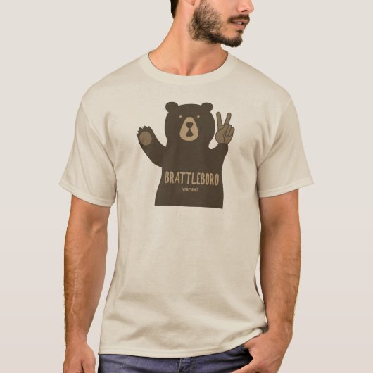 Brattleboro Vermont Vredesbeer T-shirt (Voorkant)