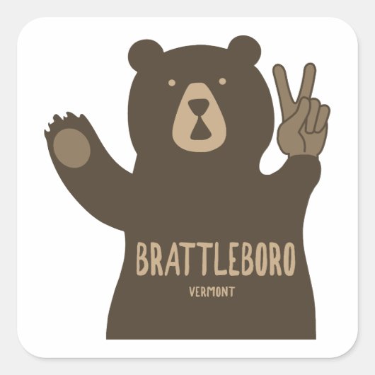 Brattleboro Vermont Vredesbeer Vierkante Sticker (Voorkant)