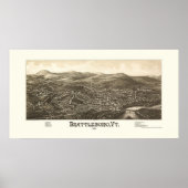 Brattleboro, VT Panorama Map - 1886 Poster (Voorkant)