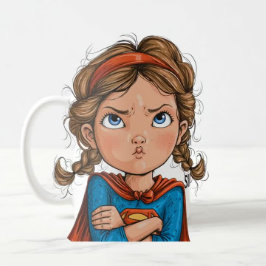 Bratty Superhero Girl Cartoon Koffiemok
