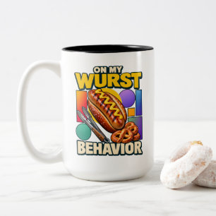Bratwurst Op Mijn Wurst Gedrag Grill Meester Tweekleurige Koffiemok