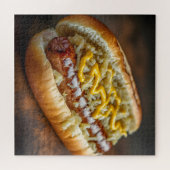 Bratwurstworst met mosterd en zuurkool legpuzzel (Horizontaal)