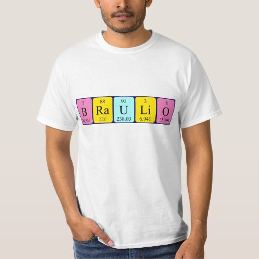 Braulio periodiek systeem naam shirt (Voorkant)
