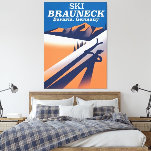 Brauneck Bavaria,  ski-poster. Canvas Afdruk (Insitu (Slaapkamer))