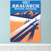 Brauneck Bavaria,  ski-poster. Canvas Afdruk (Insitu (Houten vloer))