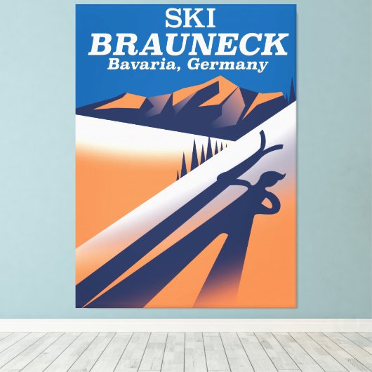Brauneck Bavaria,  ski-poster. Canvas Afdruk (Insitu (Houten vloer))