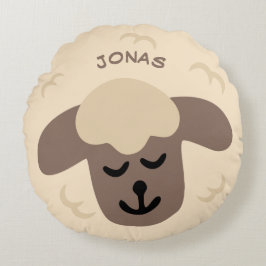 Braunes Schaf - personalisierbares Kinderkissen Rond Kussen