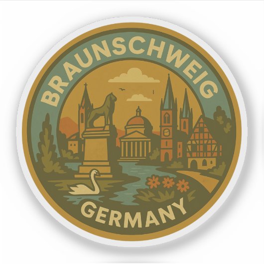 Braunschweig Duitsland Stadsbeeld Sticker (Voorkant)