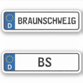 Braunschweig kennzeichen, Duits Bord voor rijbewij Sticker (Voorkant)