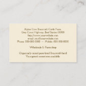 Braunvieh alpine melkkoe visitekaartje (Achterkant)