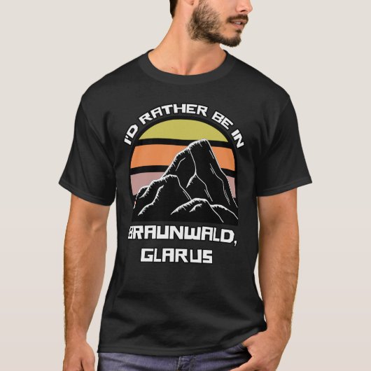 Braunwald Glarus Swiss  Sunset Mountain T-shirt (Voorkant)