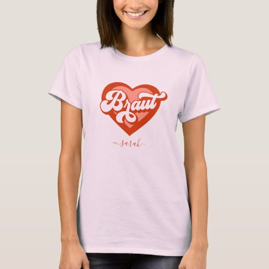 Braut Und Team Braut Bachelorette Retro Herz T-shirt (Voorkant)