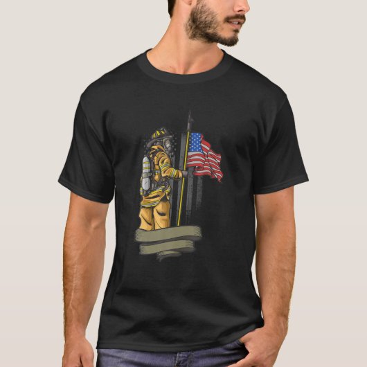 Brave American Firefighter Firefighter Day T-shirt (Voorkant)