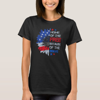 Brave  American Flag Sunflower Patriotic 4t T-shirt