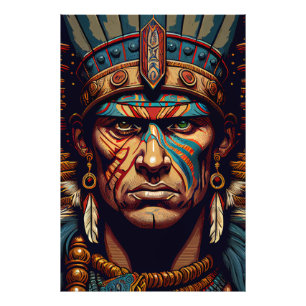 Brave and Bold: De Aztec Warrior Rises Foto Afdruk