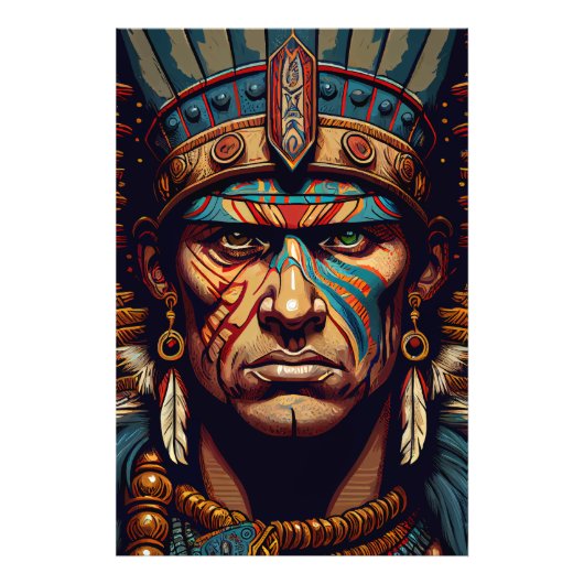 Brave and Bold: De Aztec Warrior Rises Foto Afdruk (Voorkant)