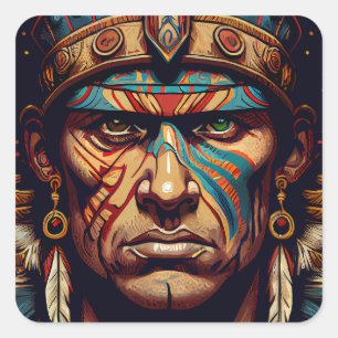 Brave and Bold: De Aztec Warrior Rises Vierkante Sticker