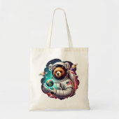 Brave Astronaut Beer in de ruimte met Tiny Planet  Tote Bag (Voorkant)