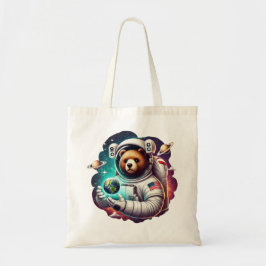 Brave Astronaut Beer in de ruimte met Tiny Planet  Tote Bag